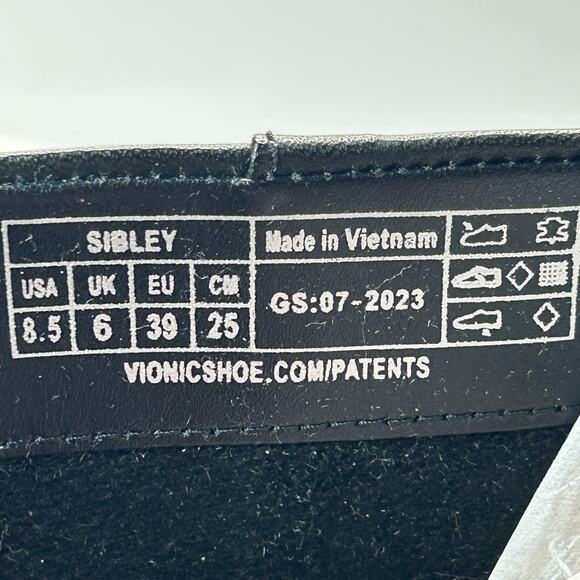 Vionic Sibley Leather Comfort Block Heel Ankle Boot Black Women's 8.5 NWOB FLAW - Picture 10 of 11